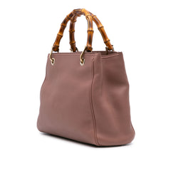 Small Calfskin Bamboo Shopper Satchel