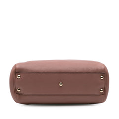 Small Calfskin Bamboo Shopper Satchel