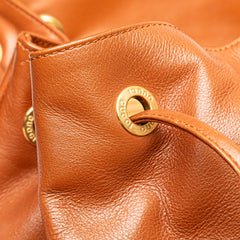Leather Bamboo Drawstring Backpack