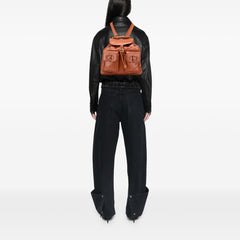 Leather Bamboo Drawstring Backpack