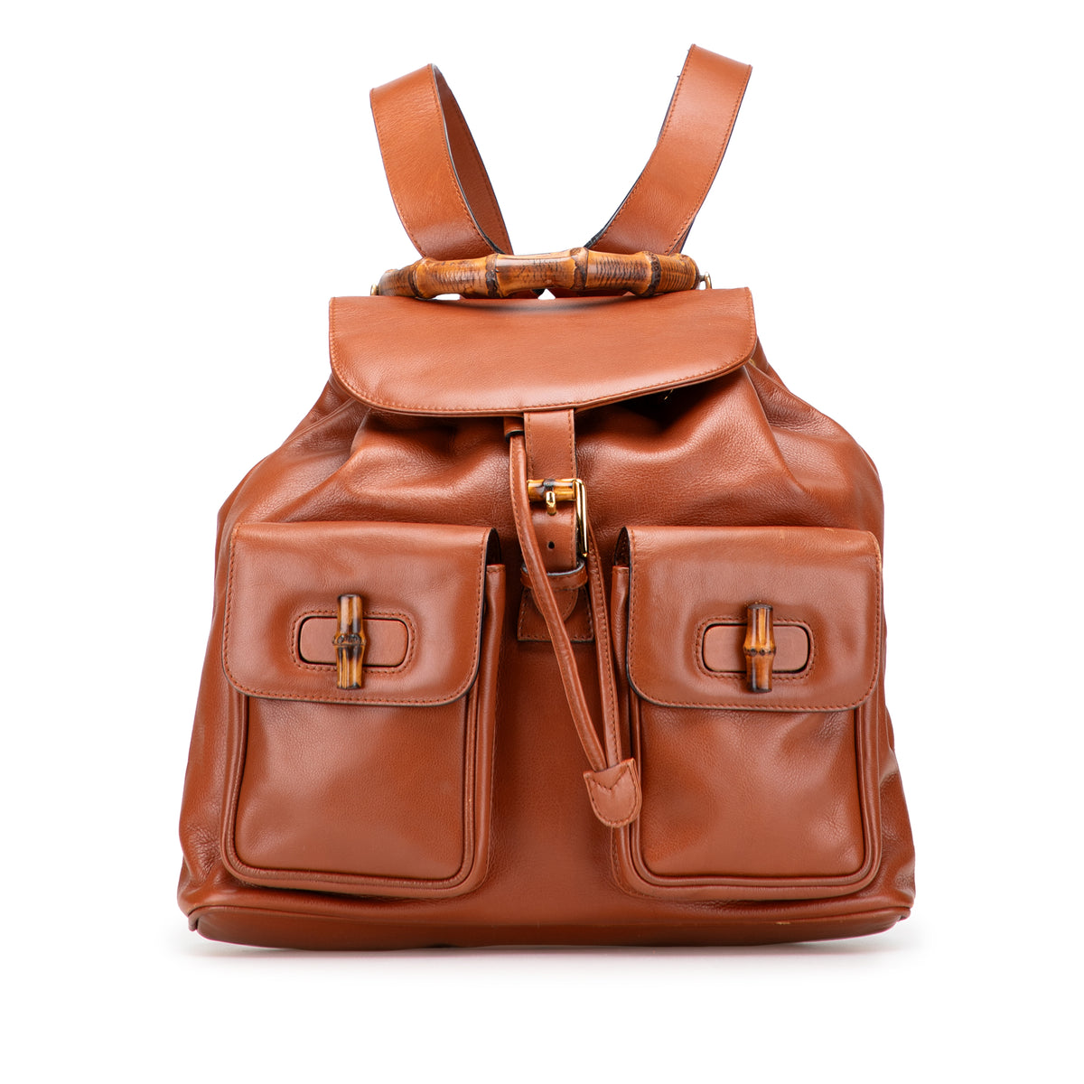 Leather Bamboo Drawstring Backpack