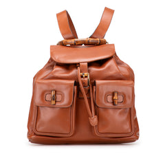 Leather Bamboo Drawstring Backpack