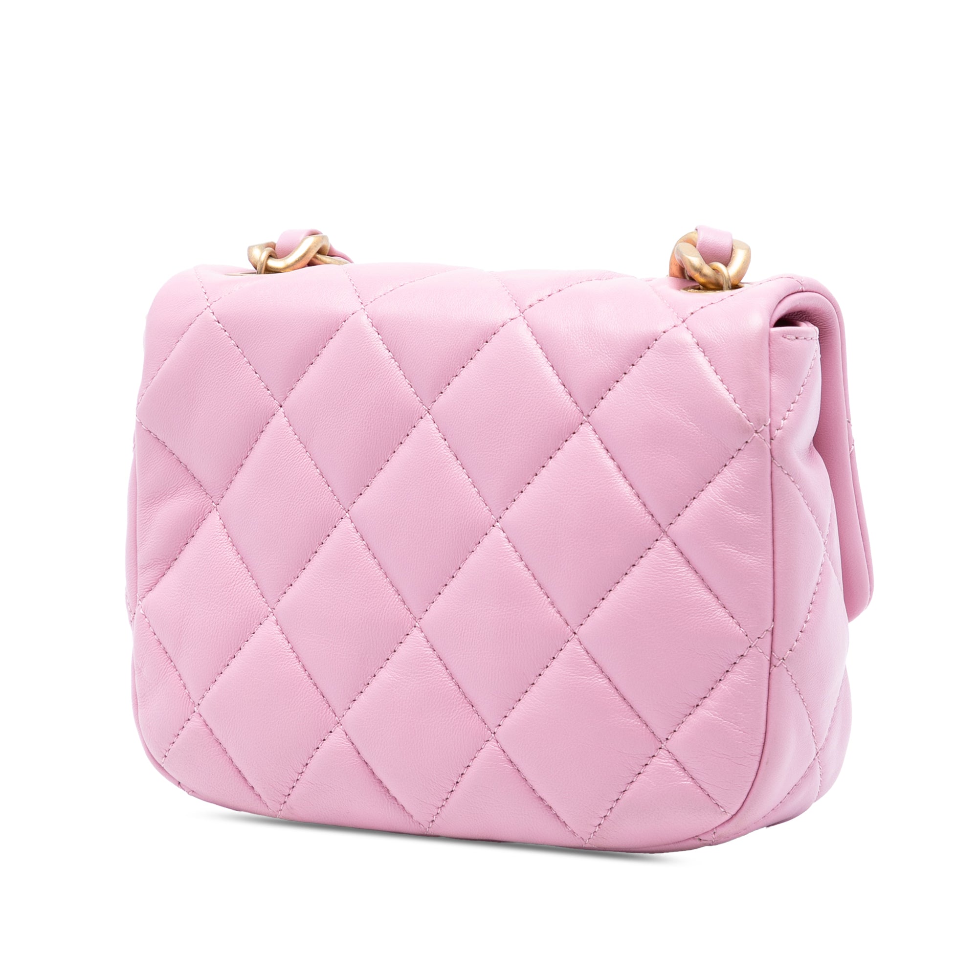 Mini Quilted Lambskin Lacquered Chain Flap