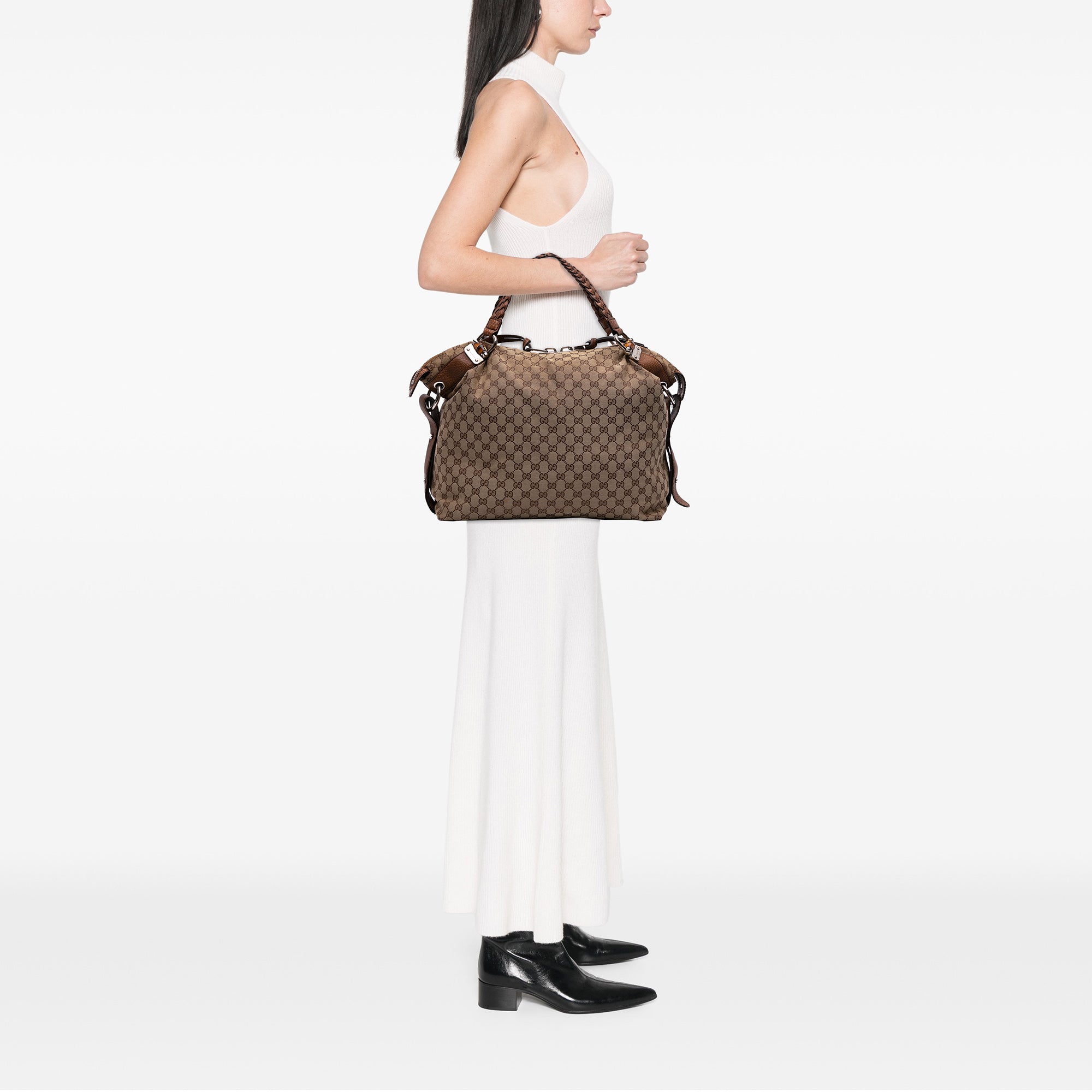 Large GG Canvas Bamboo Bar Tote