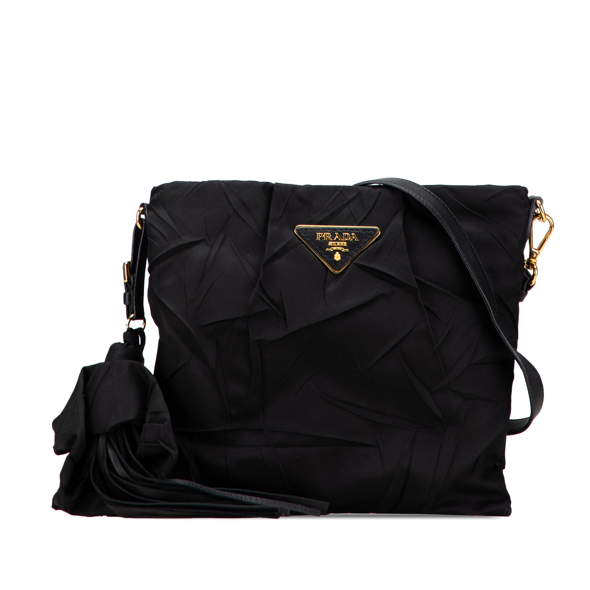 Tessuto Stropicciato Tassel Crossbody