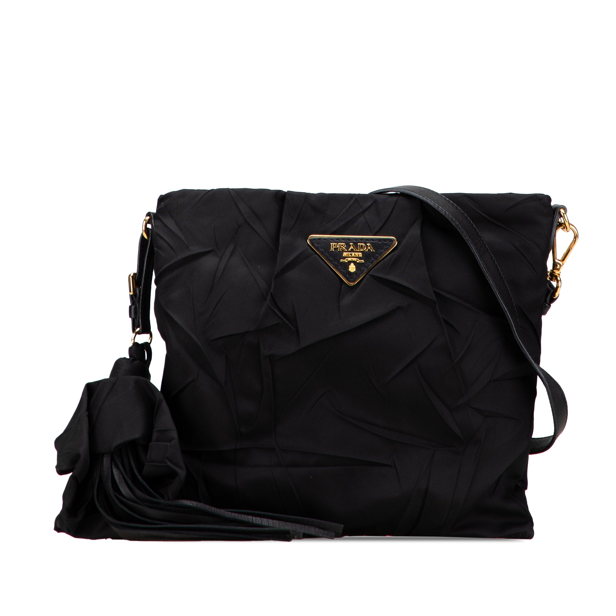 Tessuto Stropicciato Tassel Crossbody