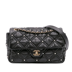 Medium Quilted Lambskin Pearl Studs Flap