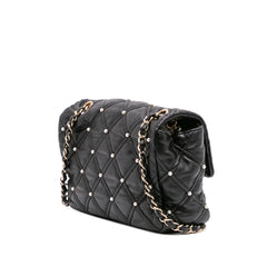Medium Quilted Lambskin Pearl Studs Flap
