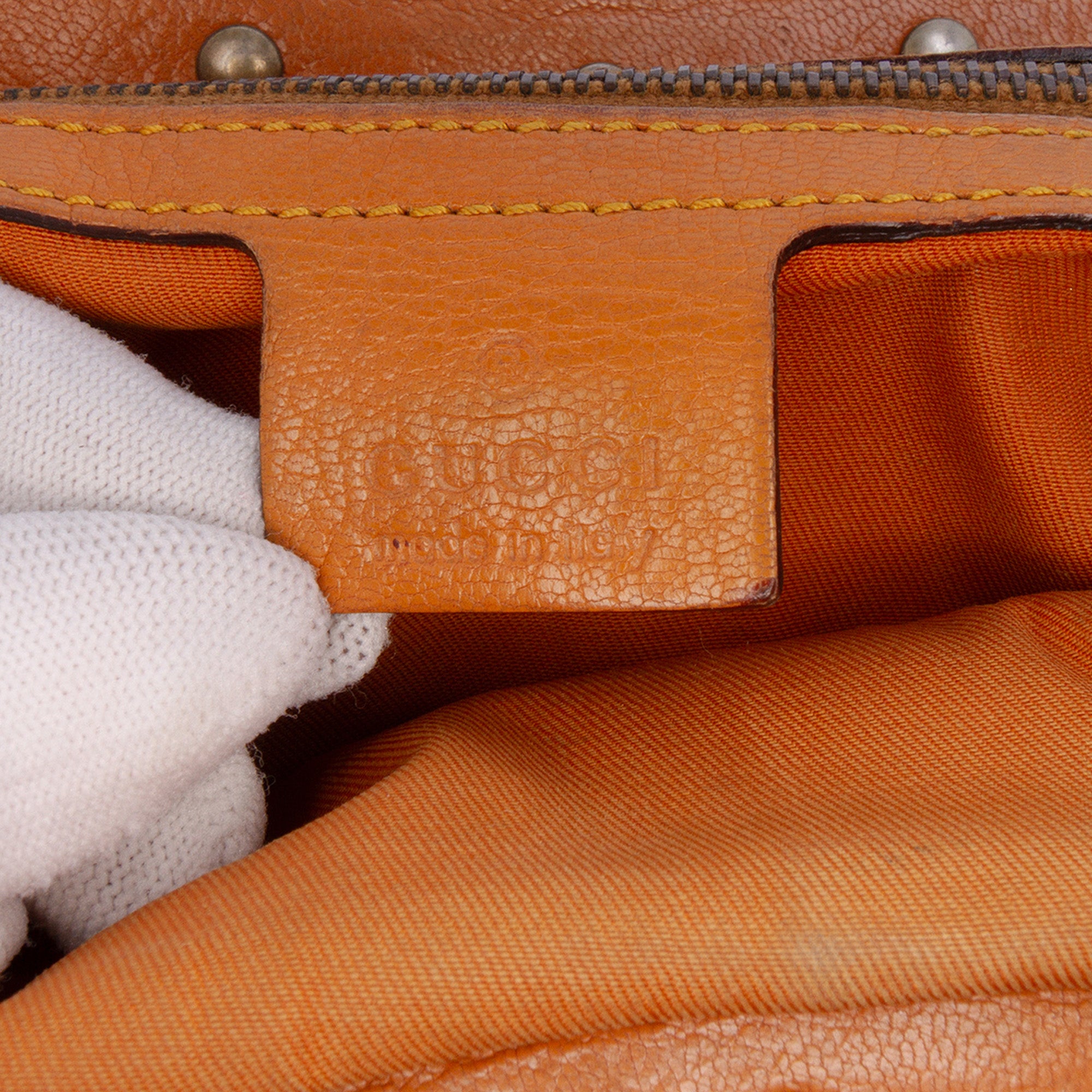 Leather Bamboo Studded Hobo