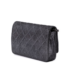Quilted Iridescent Lambskin Tartan Button Wallet On Chain