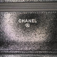 Quilted Iridescent Lambskin Tartan Button Wallet On Chain