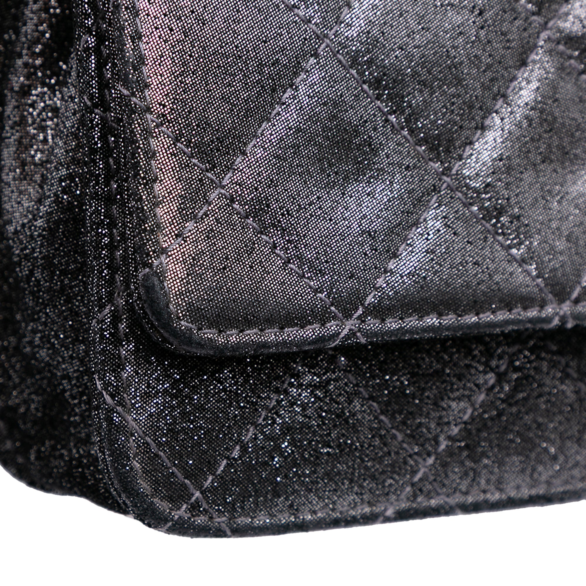 Quilted Iridescent Lambskin Tartan Button Wallet On Chain