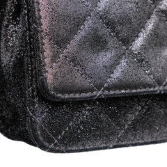 Quilted Iridescent Lambskin Tartan Button Wallet On Chain