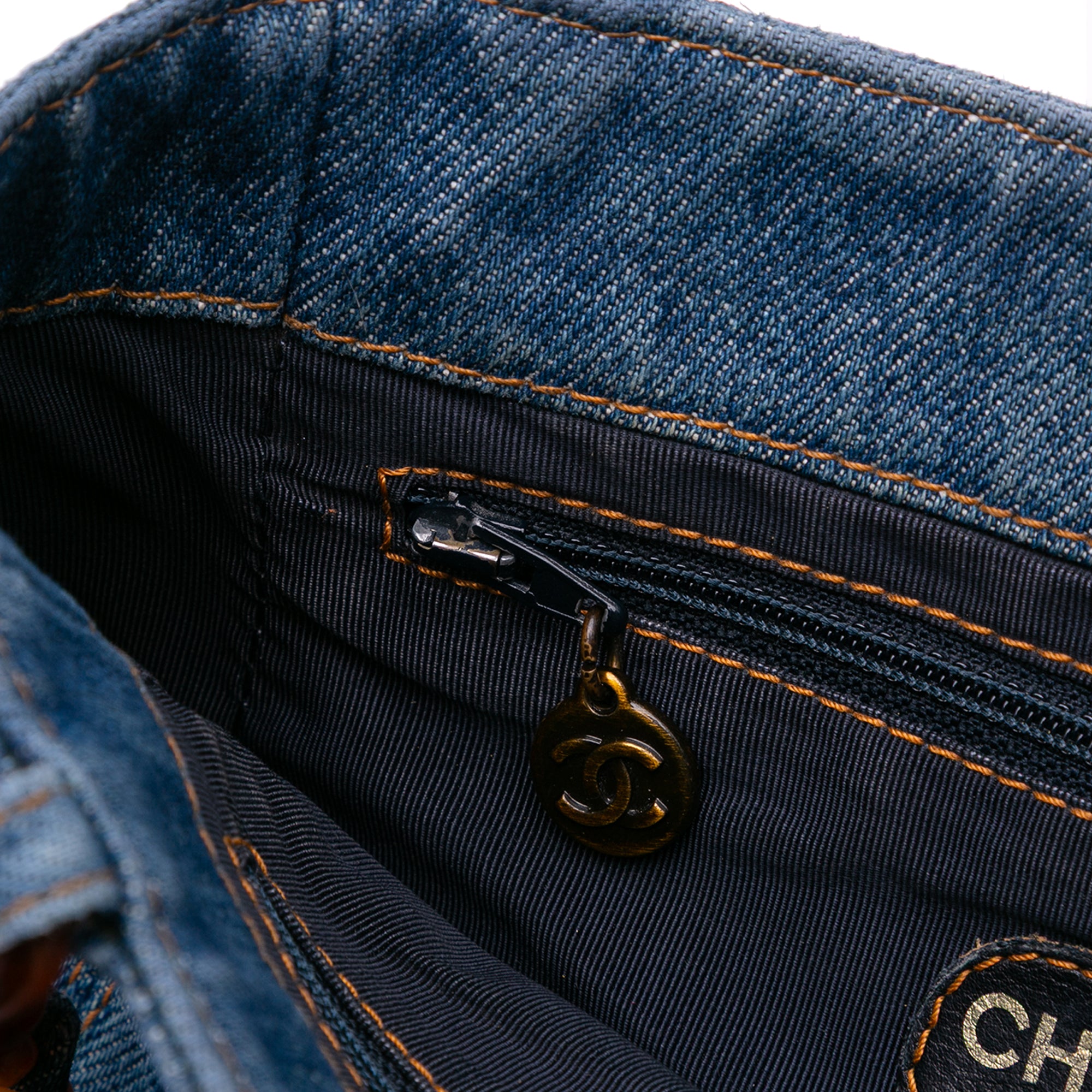 Small CC Stitched Denim Tote