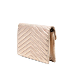 Chevron Leather Monogram Envelope Chain Wallet