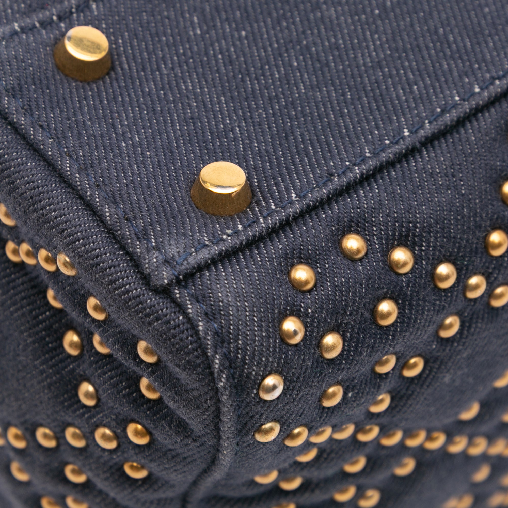 Mini Denim Cannage Studded Supple Lady Dior
