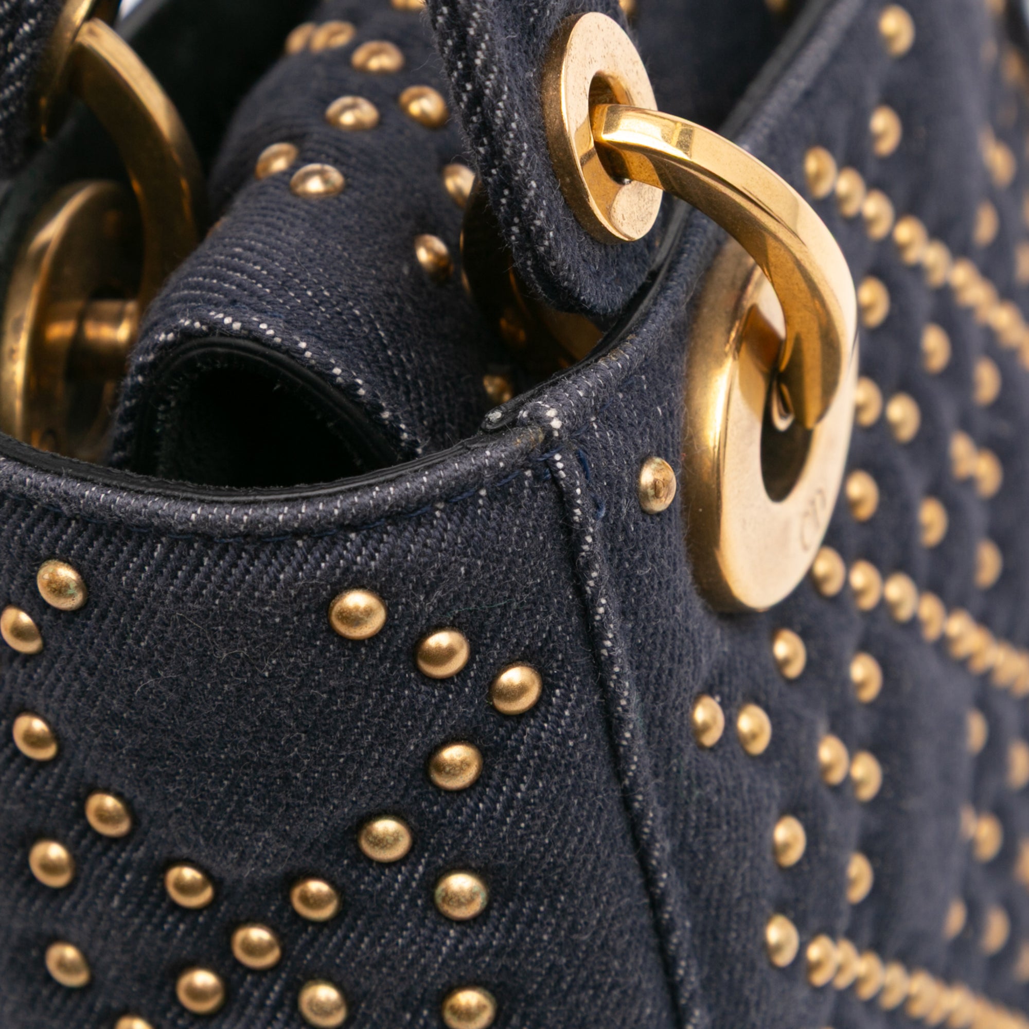 Mini Denim Cannage Studded Supple Lady Dior