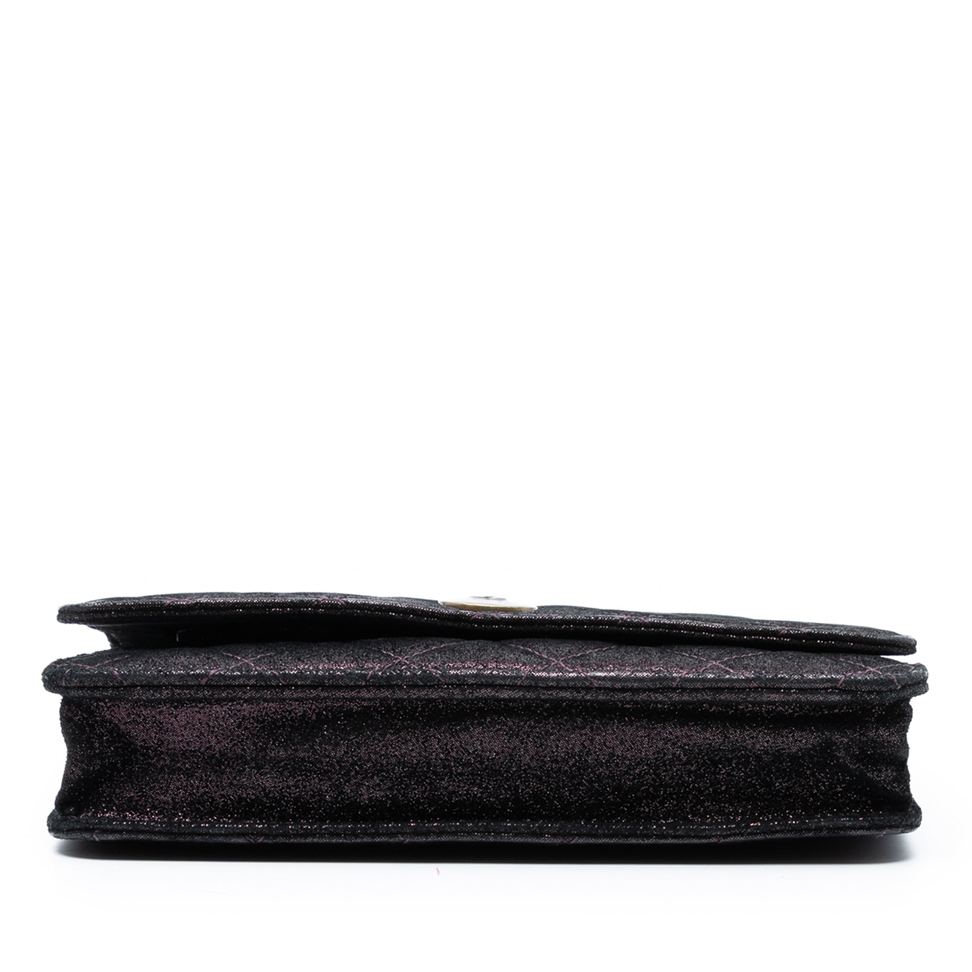 Quilted Iridescent Lambskin Tartan Button Wallet On Chain