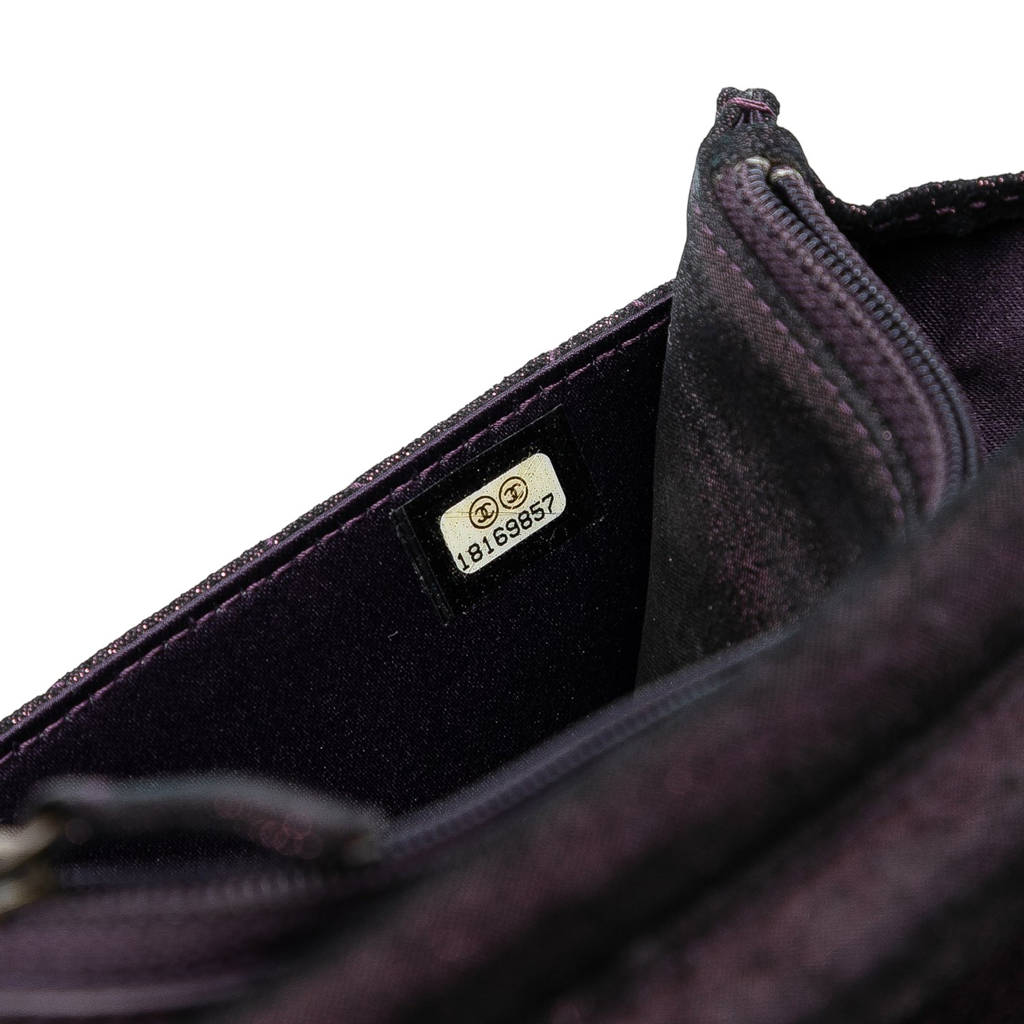 Quilted Iridescent Lambskin Tartan Button Wallet On Chain