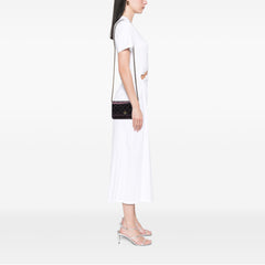 Quilted Iridescent Lambskin Tartan Button Wallet On Chain