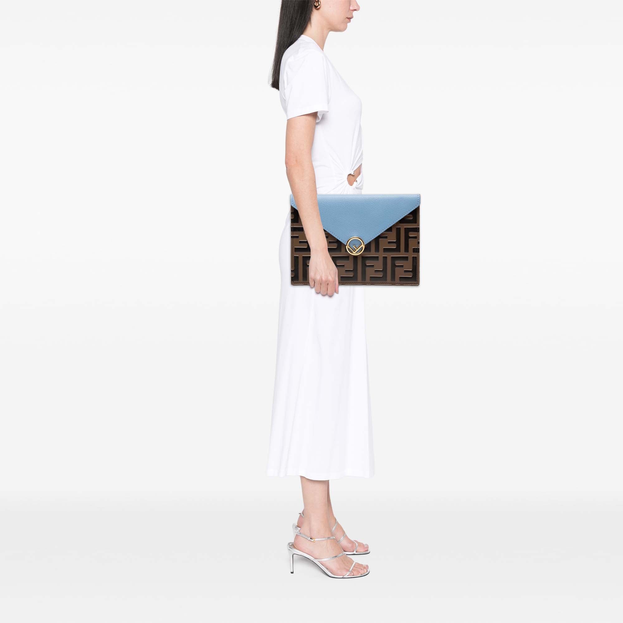 Zucca Embossed Leather Envelope Clutch