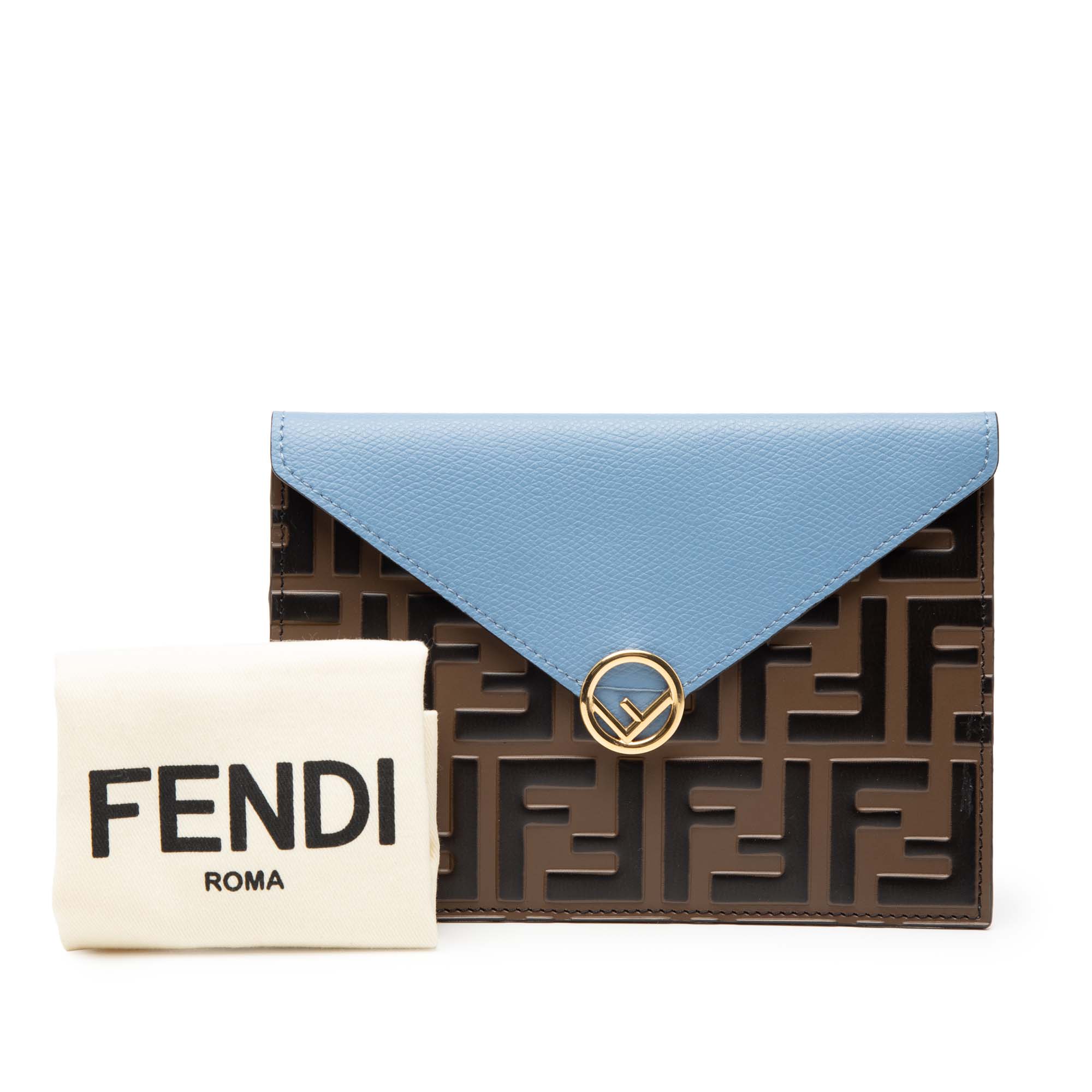 Zucca Embossed Leather Envelope Clutch