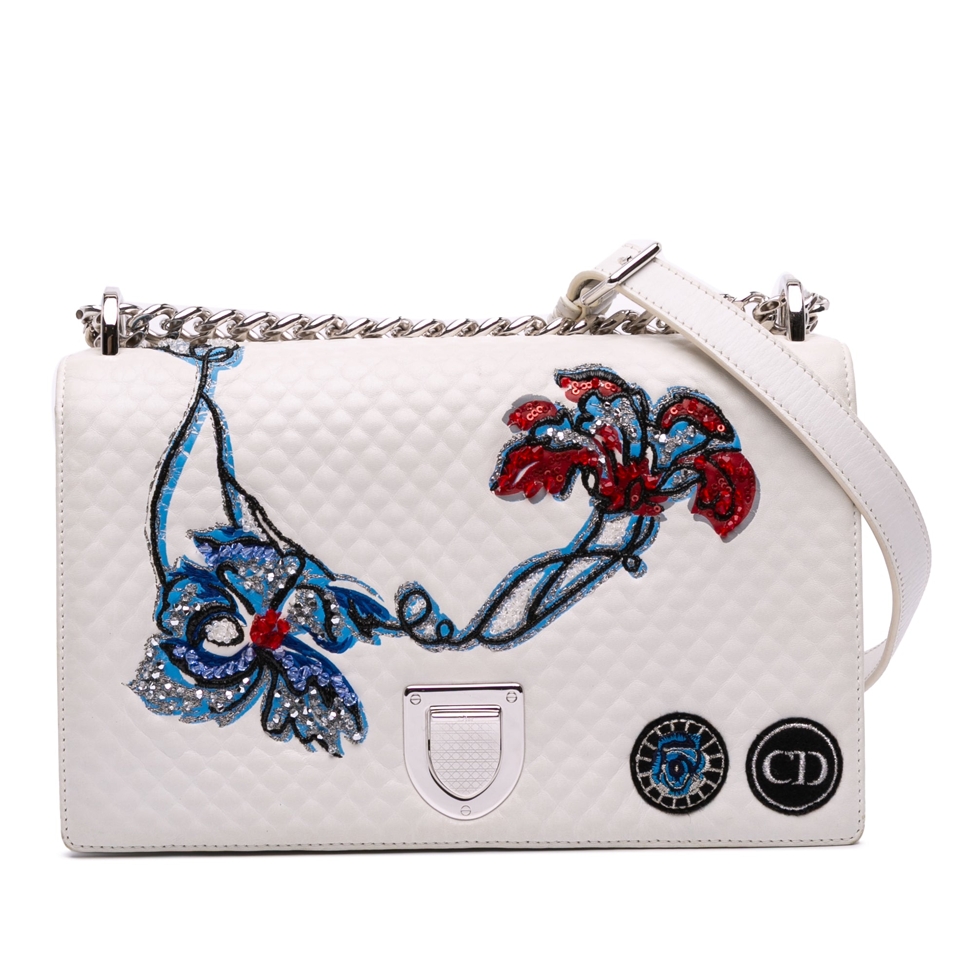 Medium Lambskin Embroidered Diorama Flap