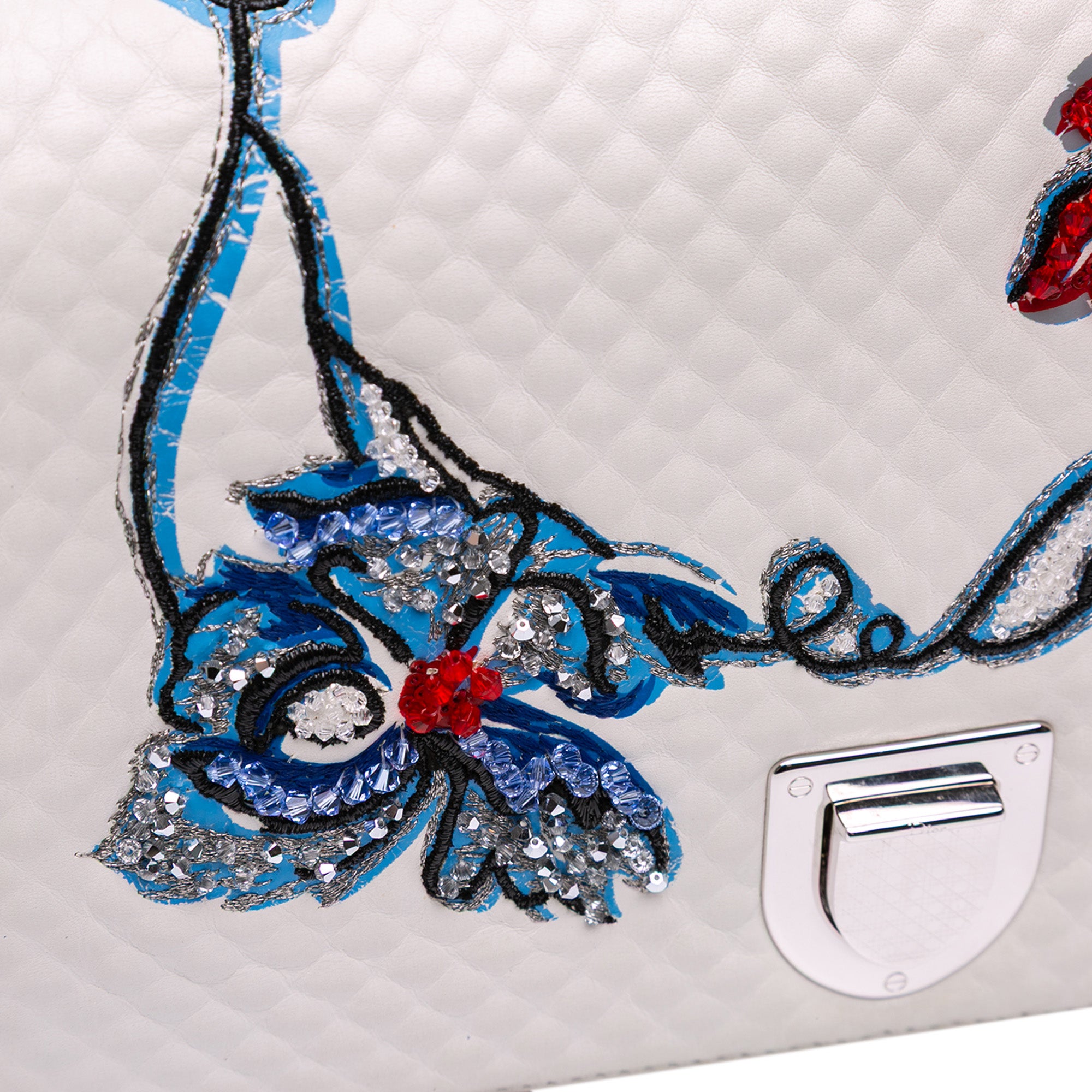 Medium Lambskin Embroidered Diorama Flap