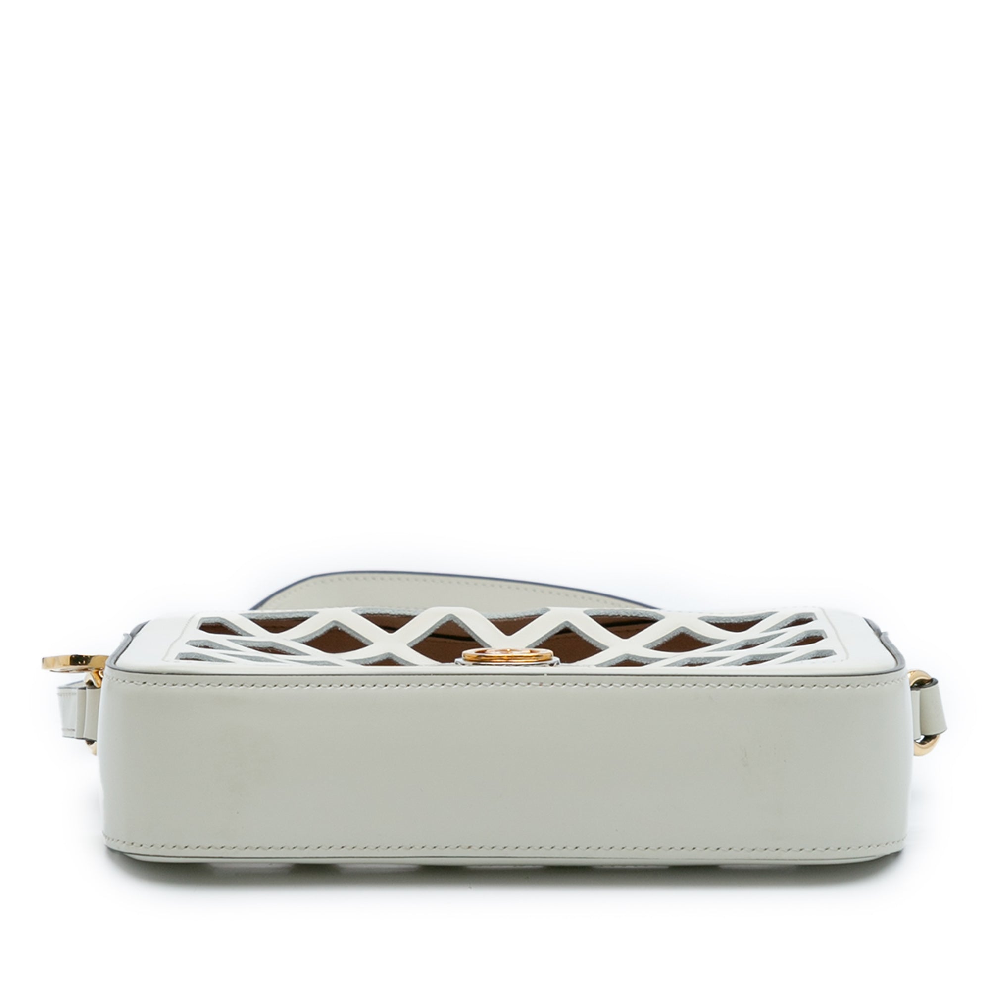 Cutout Leather and Flora Canvas Infinity Crossbody