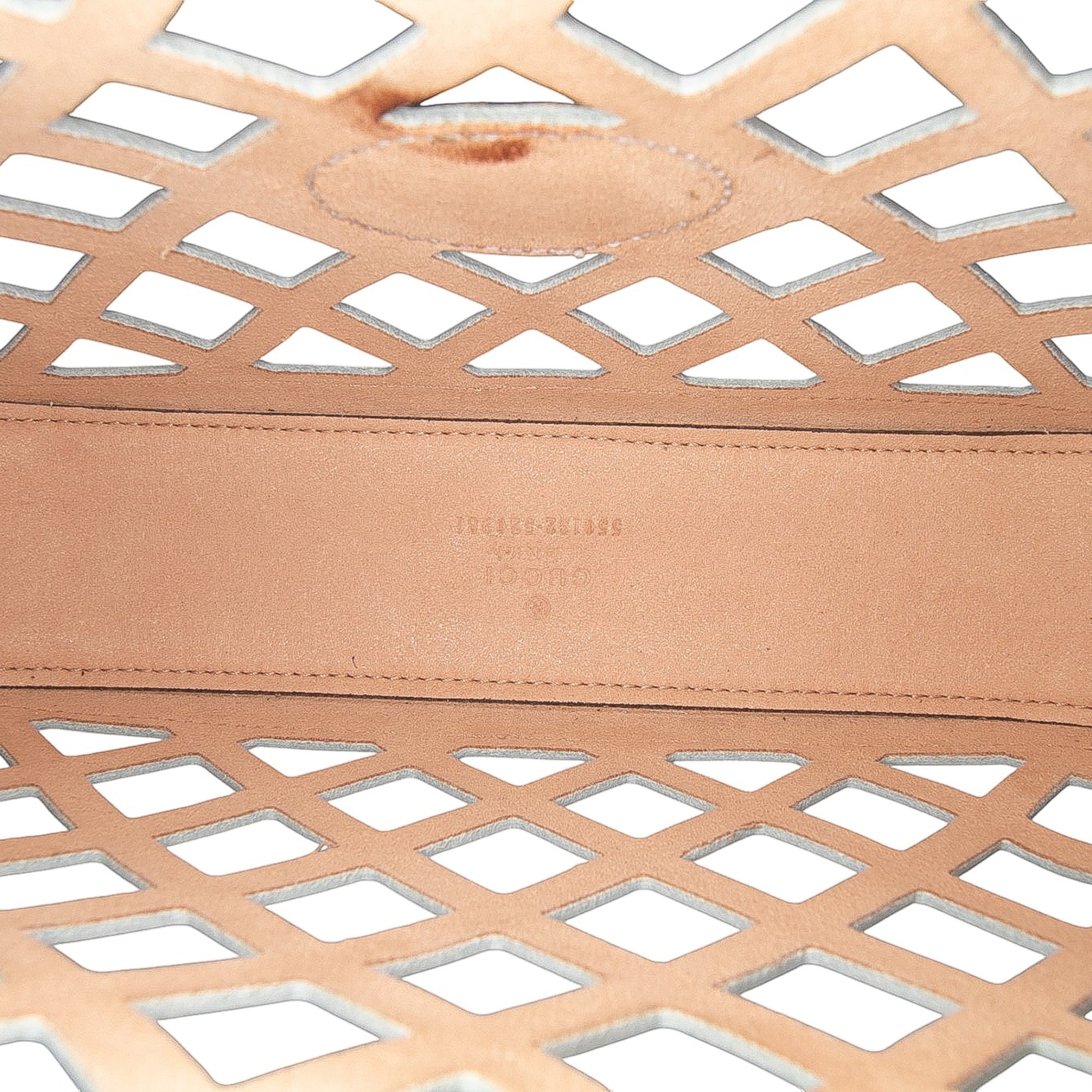 Cutout Leather and Flora Canvas Infinity Crossbody