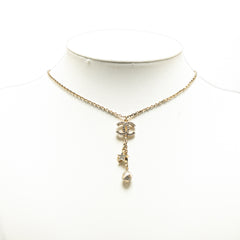 Gold Plated CC Rhinestones Star and Ball Pendant Necklace