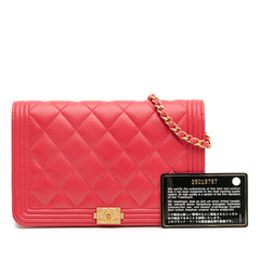 Quilted Caviar Boy Wallet on Chain