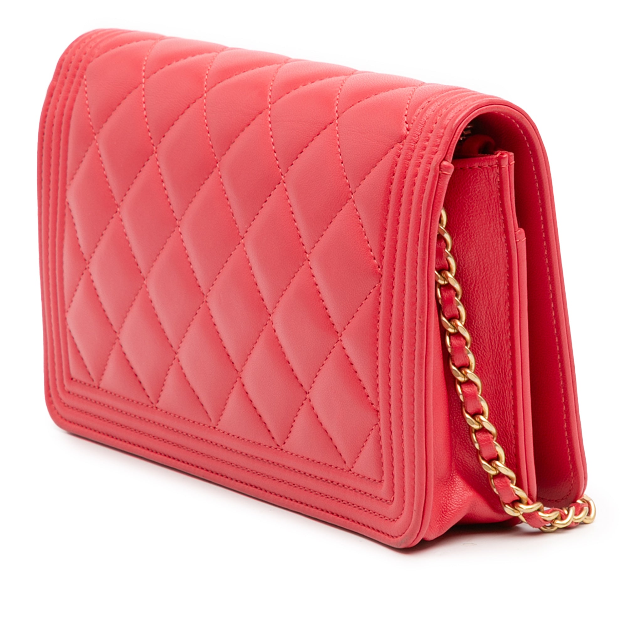 Quilted Caviar Boy Wallet on Chain