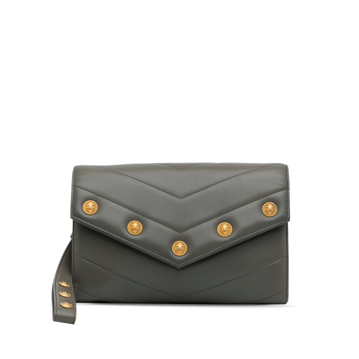 Medallion Chevron Flap Clutch_0