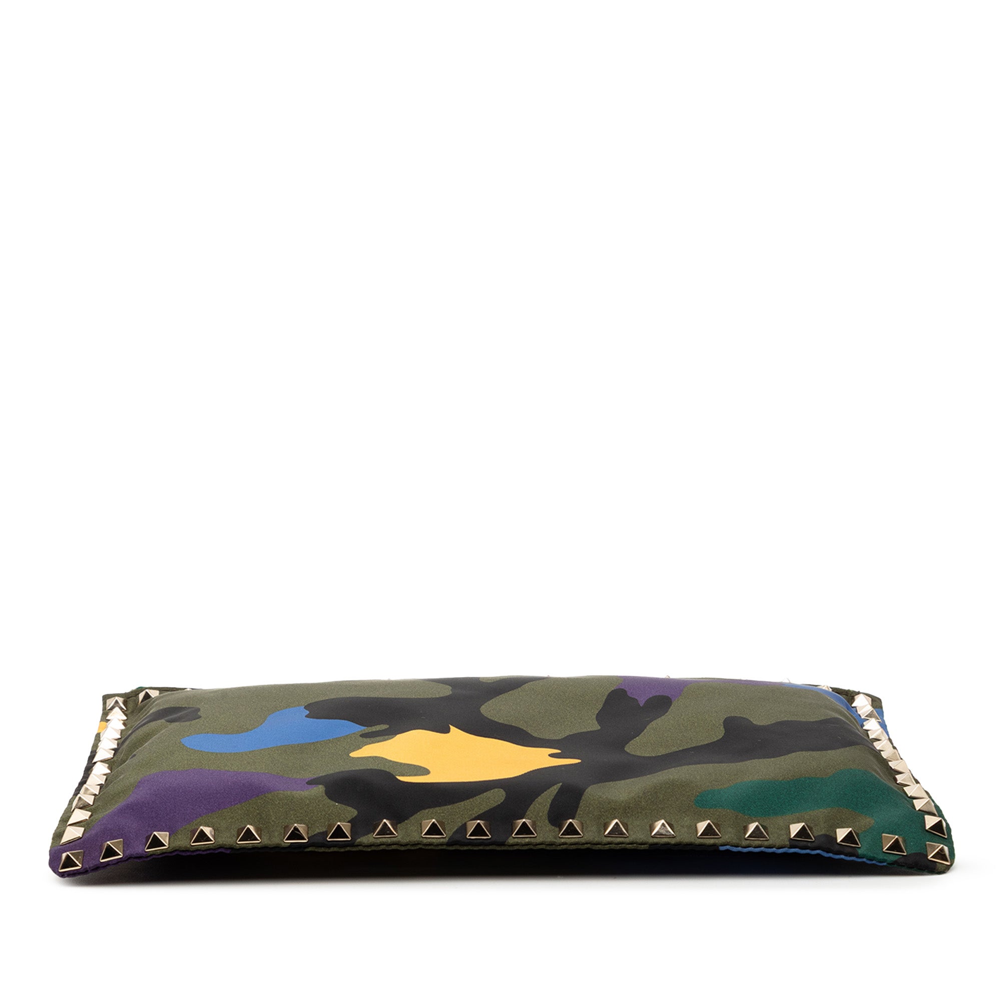 Nylon Rockstud Camouflage Zip Clutch