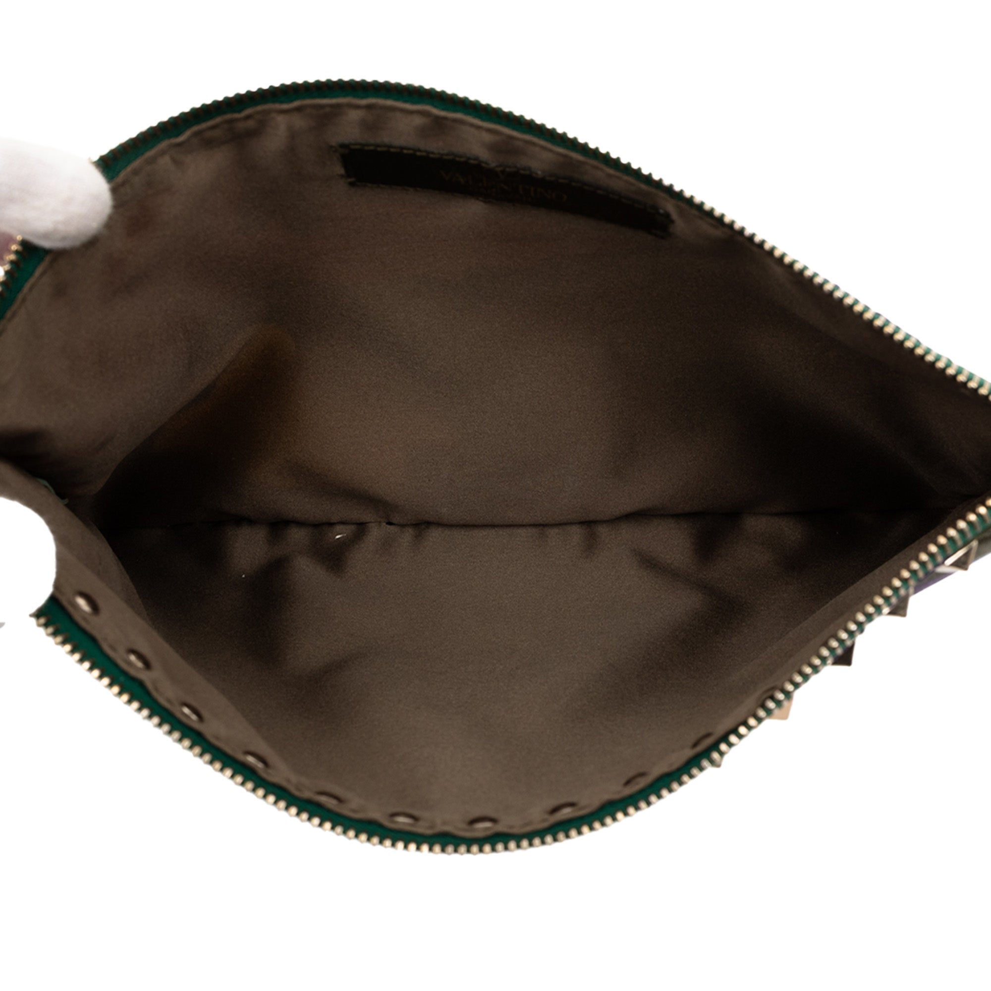 Nylon Rockstud Camouflage Zip Clutch