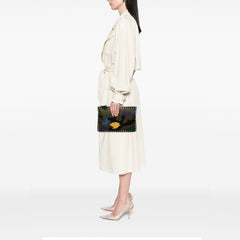 Nylon Rockstud Camouflage Zip Clutch