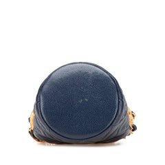 Mini Quilted Caviar Medallion Charms Drawstring Bucket Bag