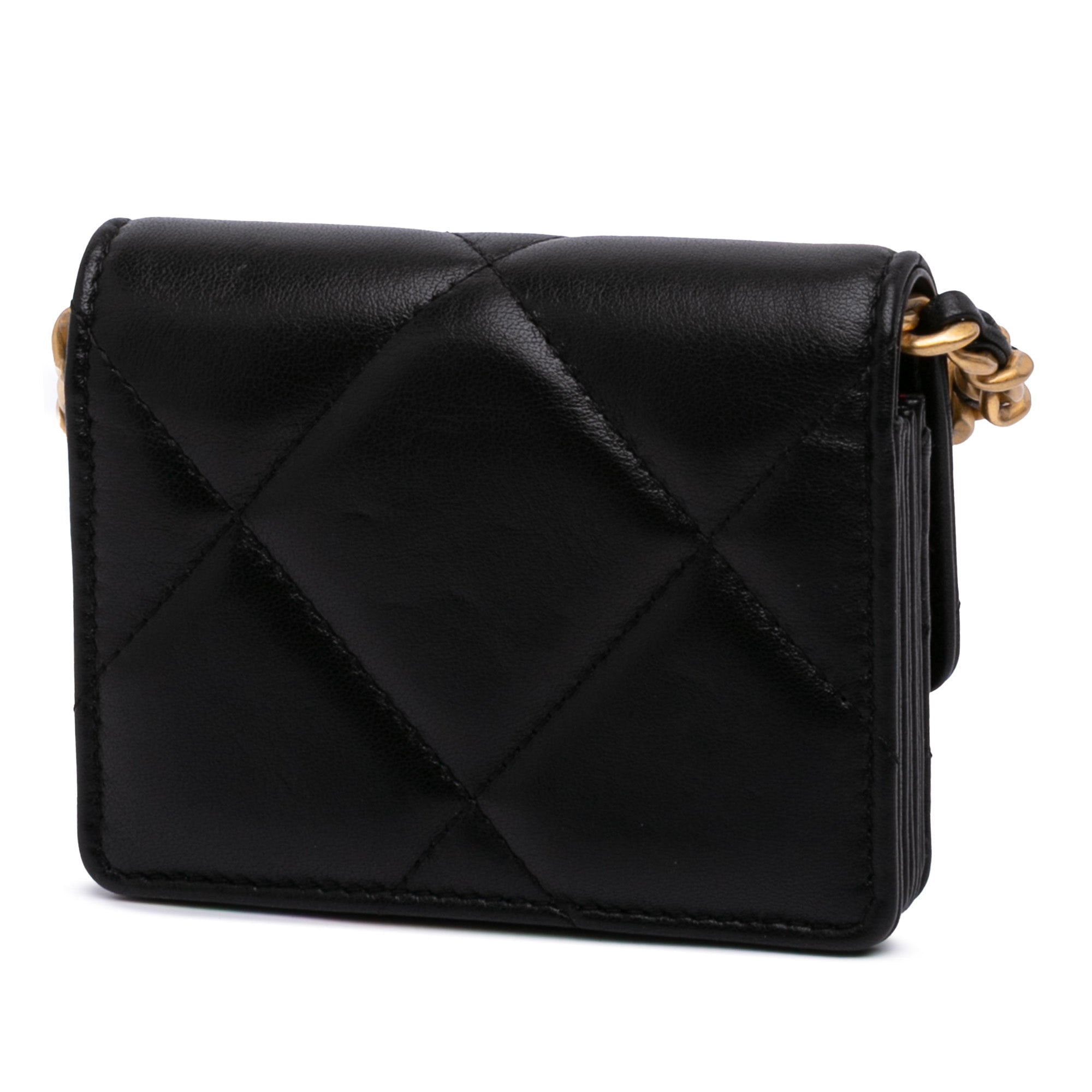 Lambskin 19 Flap Coin Purse With Chain