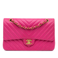 Medium Classic Chevron Lambskin Double Flap