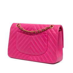 Medium Classic Chevron Lambskin Double Flap