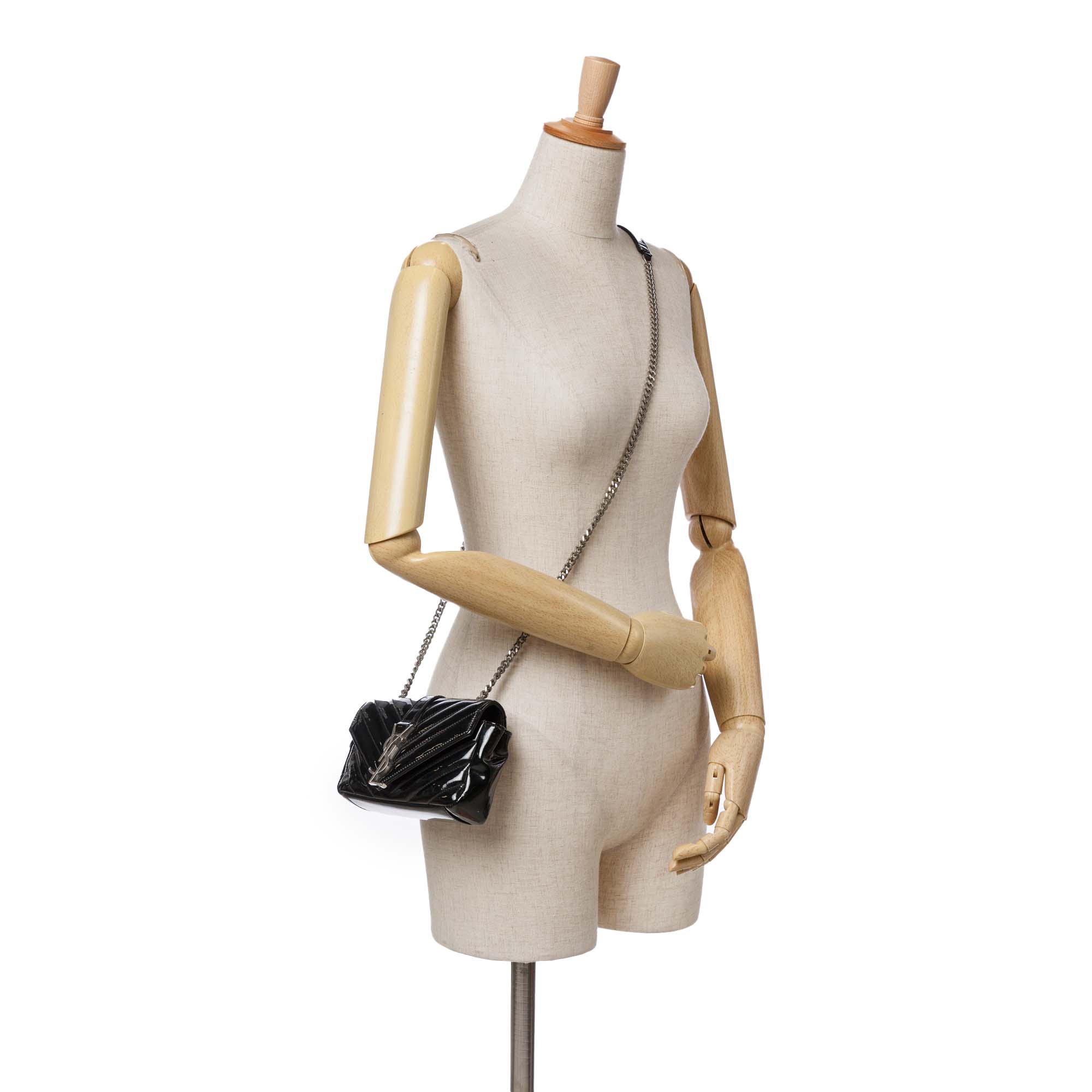 Baby Patent Chevron Classic Monogram Chain Bag
