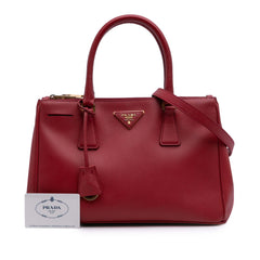 Small Saffiano Lux Galleria Double Zip Satchel