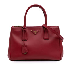 Small Saffiano Lux Galleria Double Zip Satchel