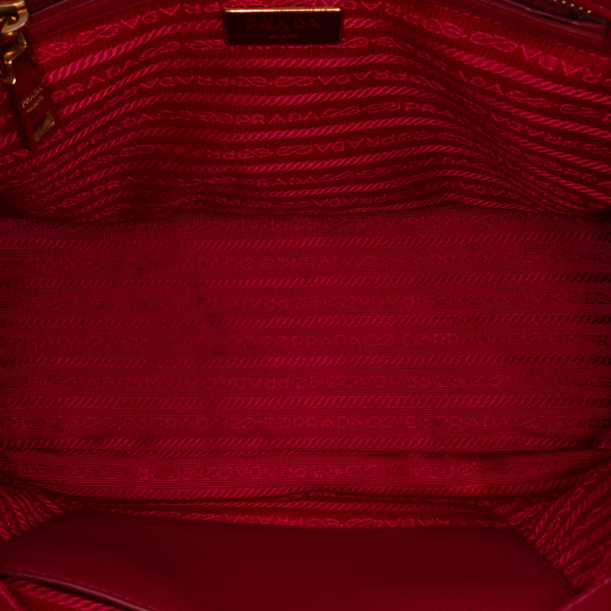 Small Saffiano Lux Galleria Double Zip Satchel