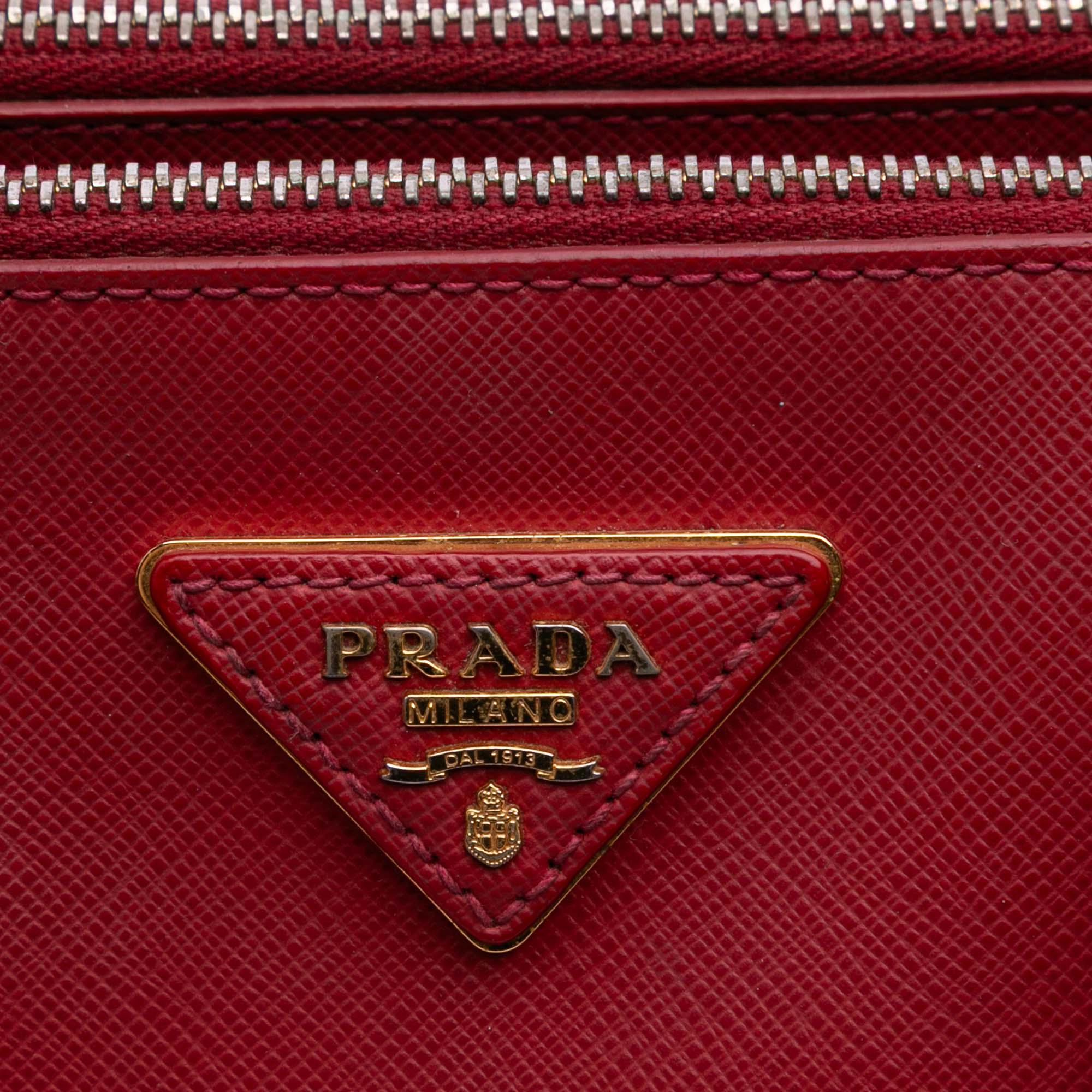 Small Saffiano Lux Galleria Double Zip Satchel