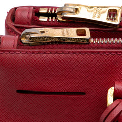 Small Saffiano Lux Galleria Double Zip Satchel