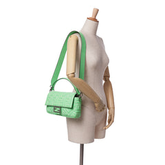 Zucca Embossed Stitched Leather Baguette Satchel