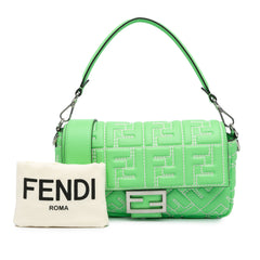 Zucca Embossed Stitched Leather Baguette Satchel