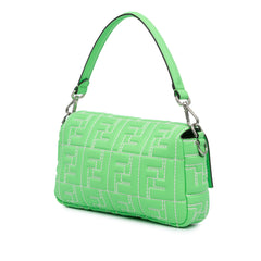 Zucca Embossed Stitched Leather Baguette Satchel